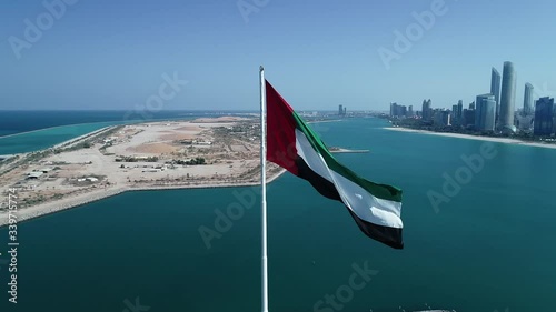General view of Most popular place in Abu Dhabi is Corniche Street aerial shooting