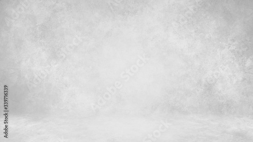 Fotografi Gray light background backdrop studio, wall and floor with texture