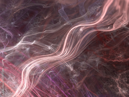 Abstract Colored Illustration - Soft Iridescent Colorful Cloud of Brilliant Energy, Glowing Plasma. Smoke, Energy Discharge, Digital Flames, Artistic Design. Minimal Soft Background Image