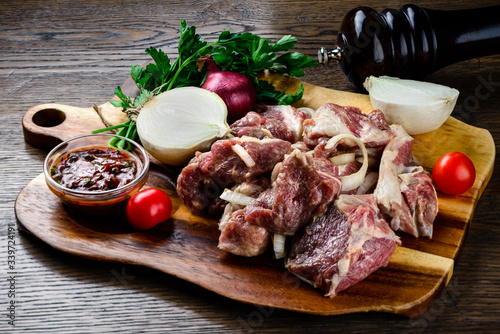 raw pickled barbecue meat sliced