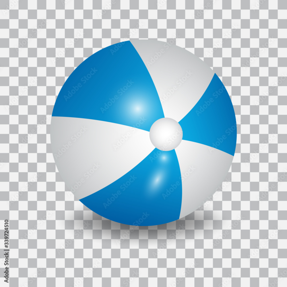 Obraz premium Blue and white beach ball, vector illustration.