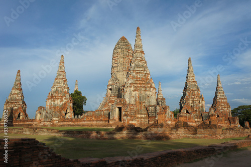 Stunning Towering Prang Wat Phra Ram Temples Bathed in Sunlight
