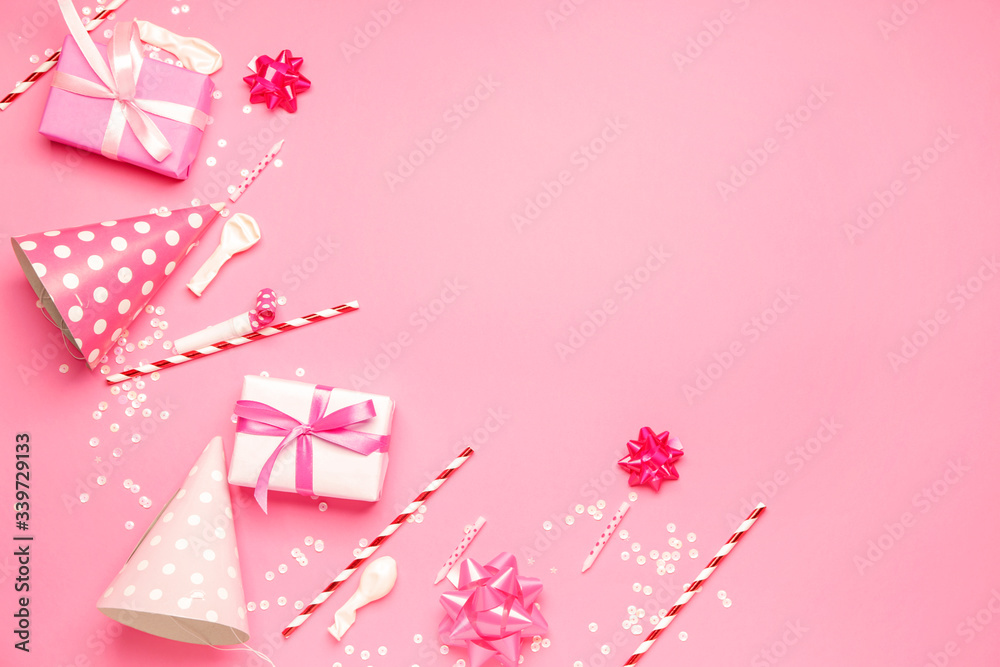 Birthday composition on color background Birthday composition on color background