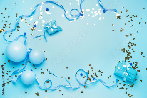 Birthday composition on color background
