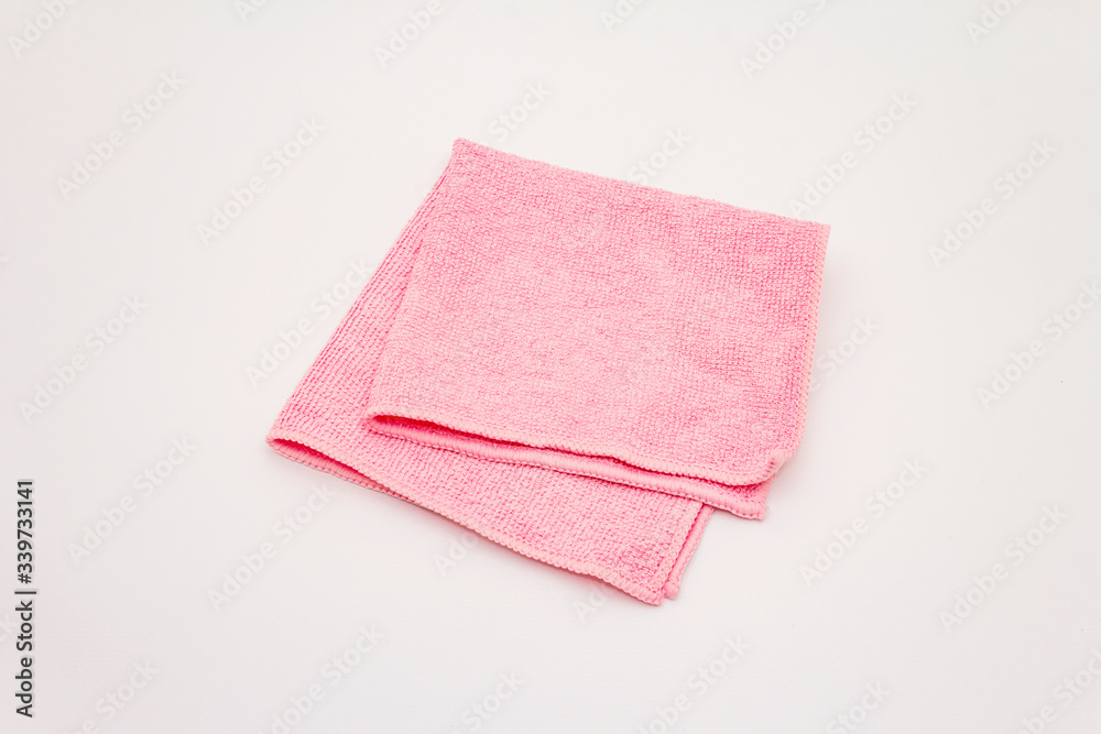 Pink duster isolated on white background Pink duster isolated on white background
