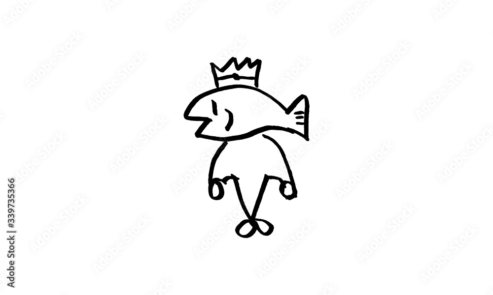 魚の王子 手書きのオリジナルキャラクター 魚の王子 手書きのオリジナルキャラクター