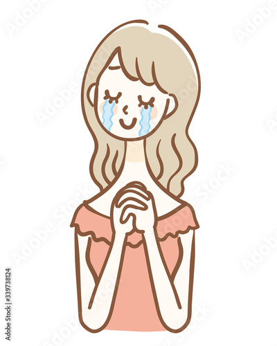 Illustration of a happy and crying woman