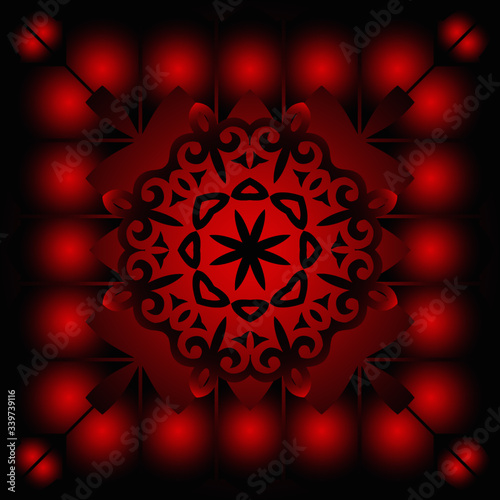 Decorative design with ethnic element for decoration and your design. Kyrgyz, Kazakh, Uzbek ornaments. Symmetry texture. Trendy creative gradient. Print for shawl and carpet; tile. Vector.