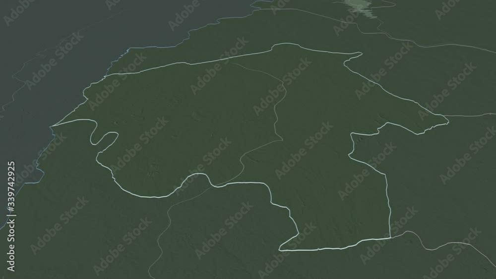 Oyo, state with its capital, zoomed and extruded on the administrative map of Nigeria in the conformal Stereographic projection. Animation 3D Oyo, state with its capital, zoomed and extruded on the administrative map of Nigeria in the conformal Stereographic projection. Animation 3D
