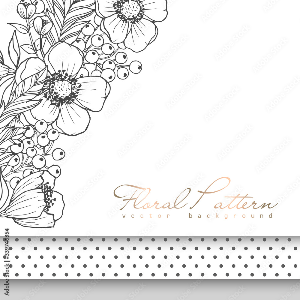 Flower border drawing white and black