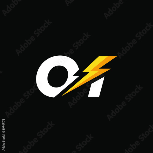 Initial Letter OI with Lightning	