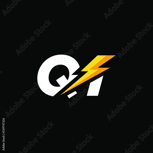 Initial Letter QI with Lightning	