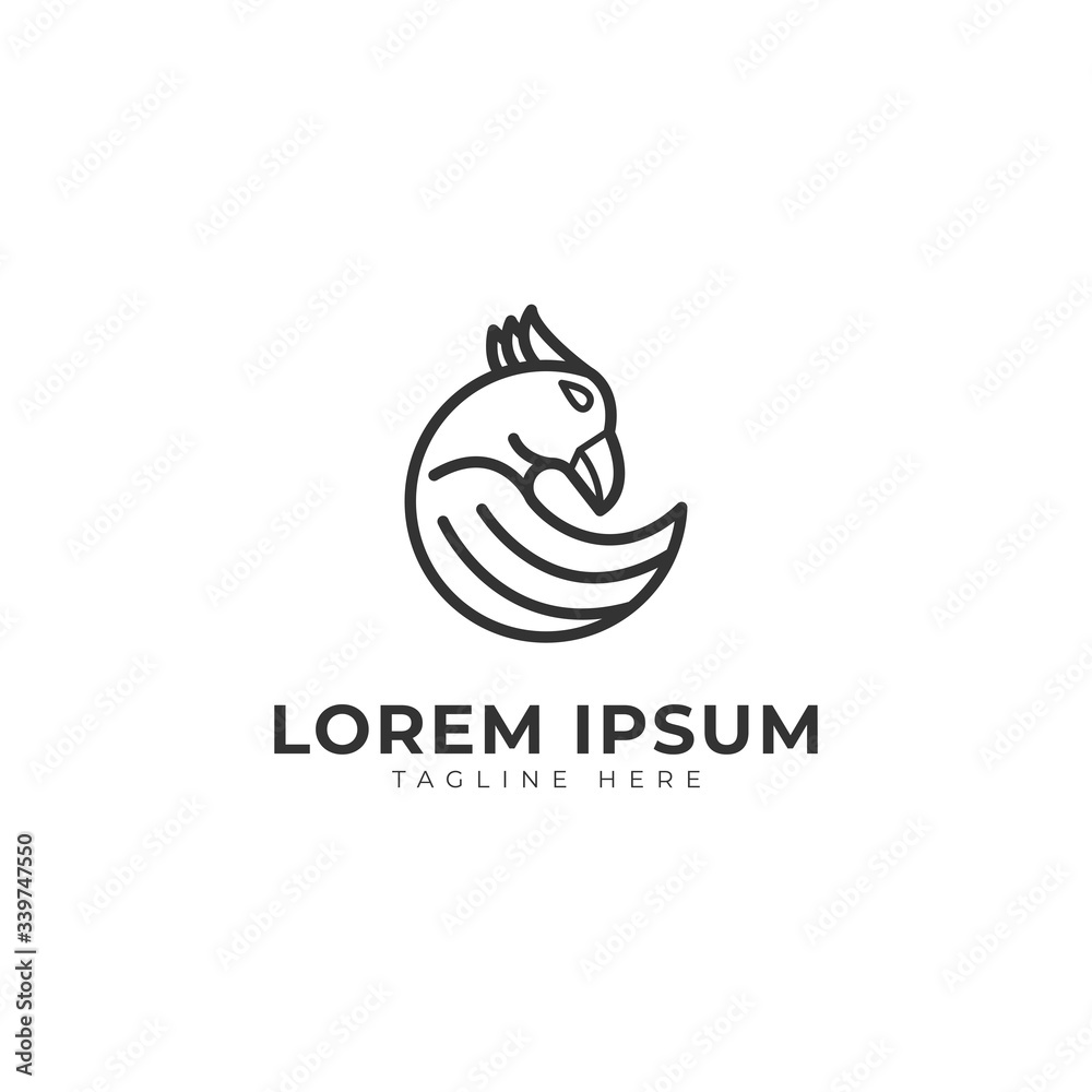 Eagle Mono Line Logo Vector Icon Illustration Eagle Mono Line Logo Vector Icon Illustration
