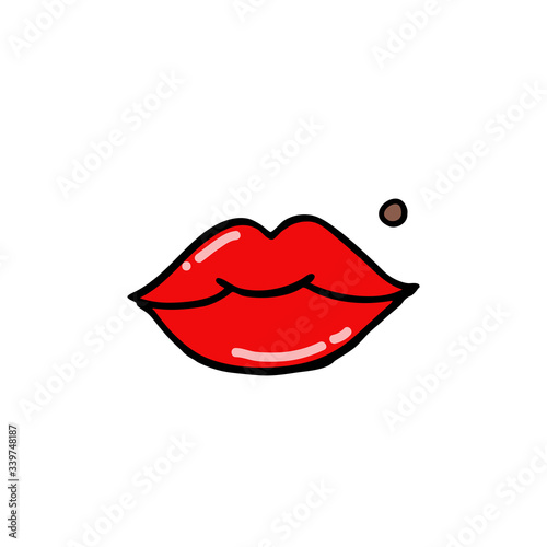 lips and beauty spot doodle icon