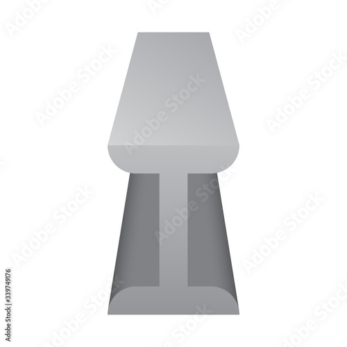 Steel product icon. I chanel profile shape. That alloy of iron from steel production industry and metallurgy used as beam, bar, frame, girder, structure in engineering, construction building material.