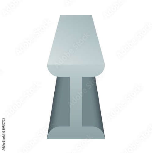 Steel product icon. I chanel profile shape. That alloy of iron from steel production industry and metallurgy used as beam, bar, frame, girder, structure in engineering, construction building material.