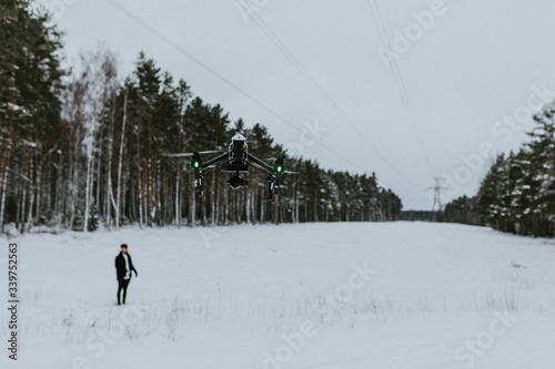 Man alone in winter