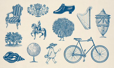 Leinwandbilder Fahrrad Viktorianische Vintage Sammlung mit Antiquitäten  © Rawpixel.com