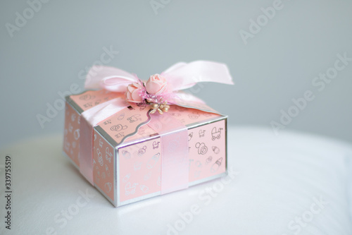 Pink baby shower gift box