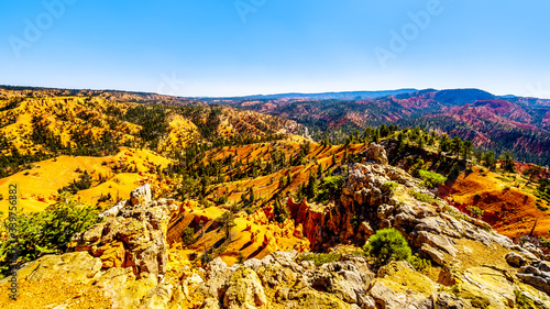Hiking through the semi desert landscape and mountains on the Cassidy Trail and Rich Trail in Red Canyon State Park in Utah, United States