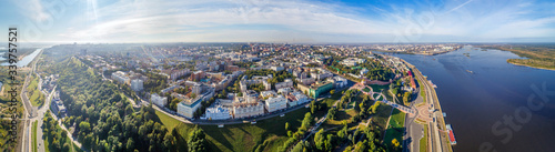 Nizhny Novgorod. Panorama of the Verkhnevolzhskaya embankment. Shooting from a drone, summer morning © Александр Ивасенко