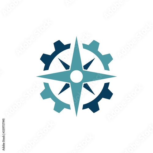 compass gear logo vector icon  ilustration