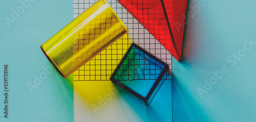 Fotografie Geomoetrical cubes on a paper