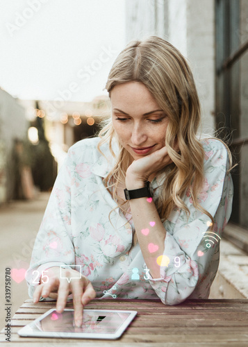 Woman using digital device photo