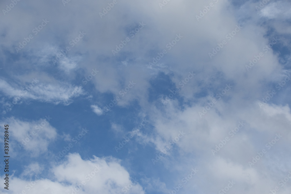 White clouds isolated in a blue sky image for background use