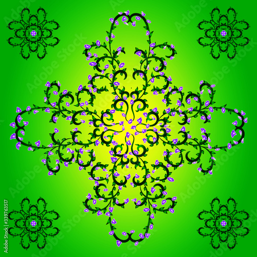 Decorative spring pattern with plant and flowers, workpiece for your design. Flowers elements and motifs. Decor for textile and print design.Vector.