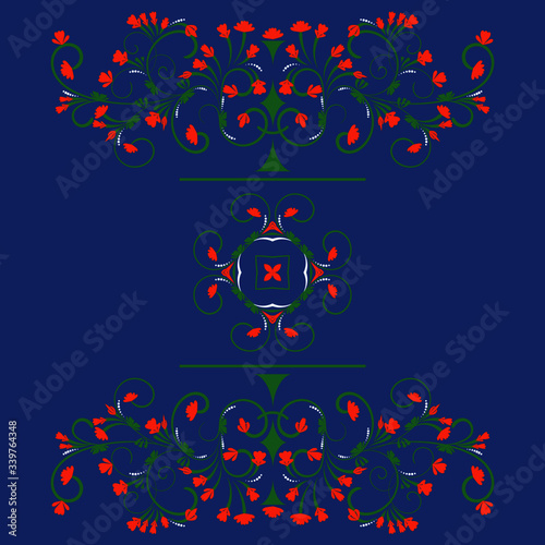 Decorative spring pattern with plant and flowers, workpiece for your design. Flowers elements and motifs. Decor for textile and print design. Vector.