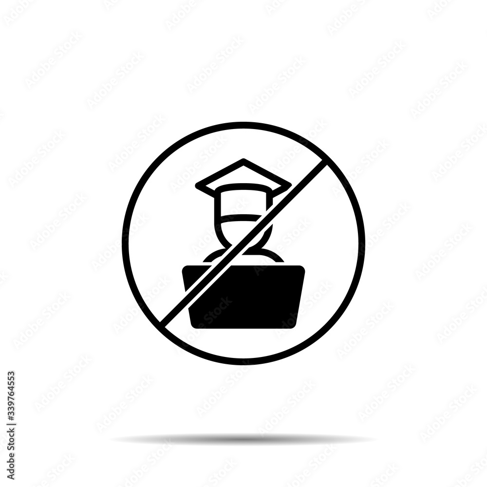 No laptop, education, online training icon. Simple thin line, outline vector of online traning ban, prohibition, embargo, interdict, forbiddance icons for ui and ux, website