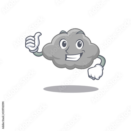 Grey cloud cartoon character design making OK gesture