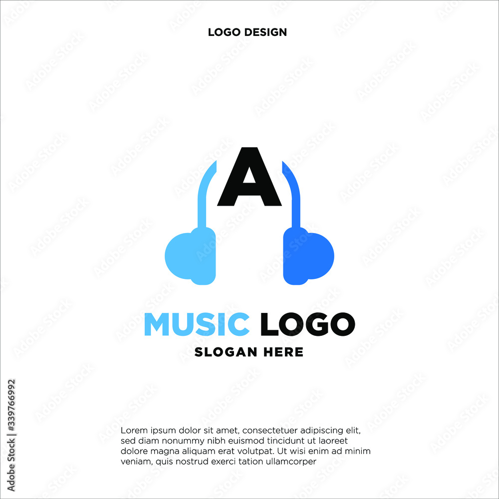 Love Music Headphones symbols logo, vector template.
