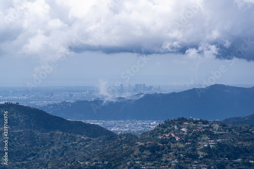 Dark storm clouds above Los...