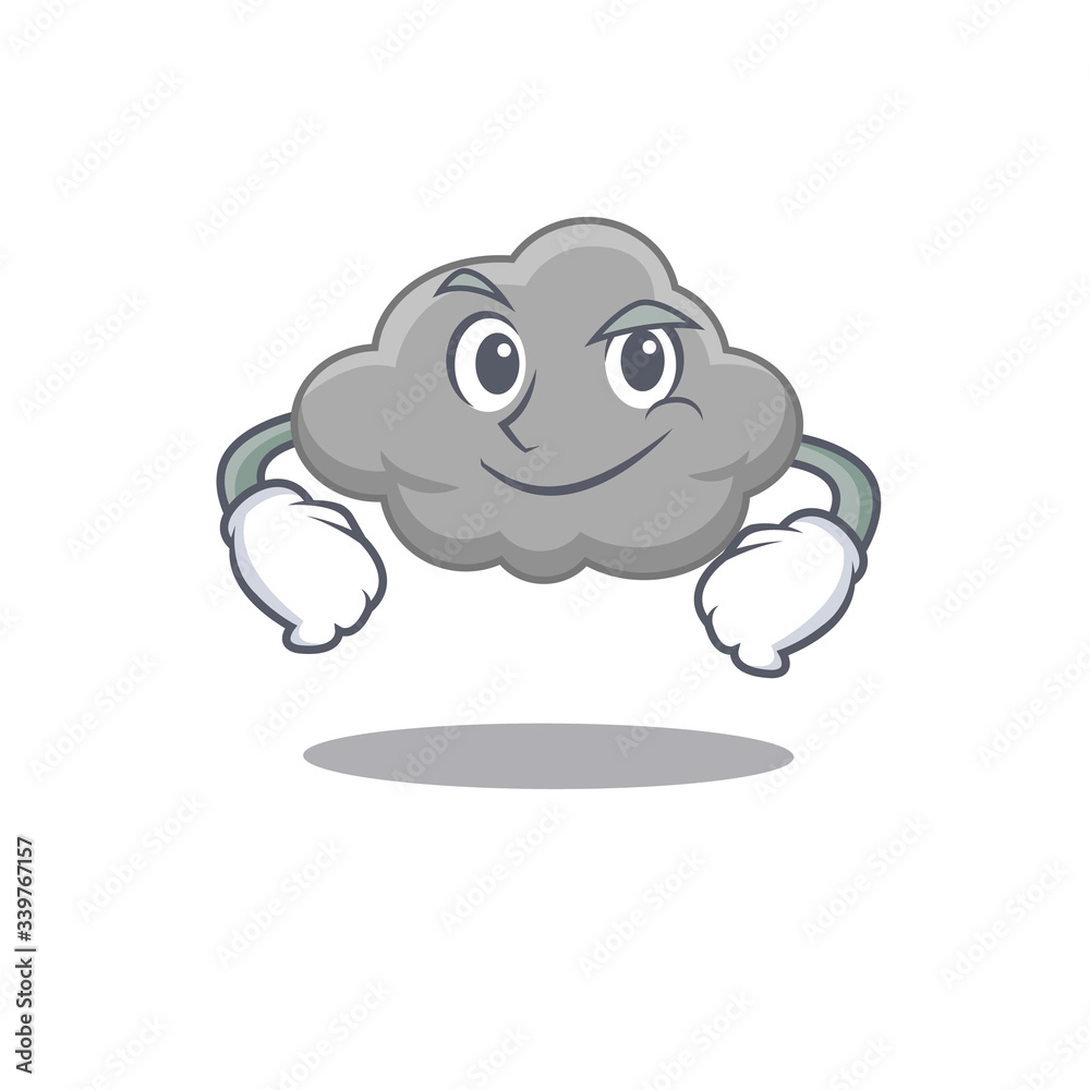 A mascot design of grey cloud having confident gesture A mascot design of grey cloud having confident gesture