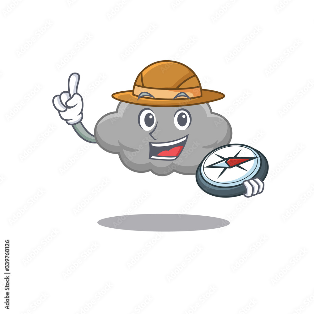 mascot design concept of grey cloud explorer with a compass