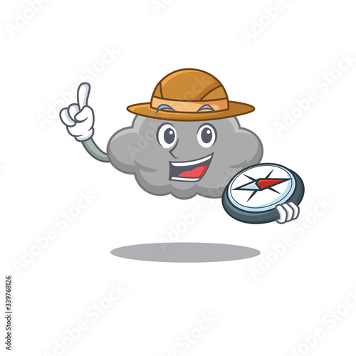 mascot design concept of grey cloud explorer with a compass