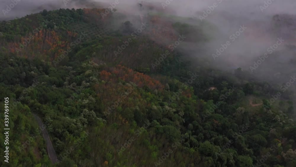 Aerial video of beautiful nature in the morning. Morning time have many clouds over the mountain in Ranong province, Thailand. Aerial video of beautiful nature in the morning. Morning time have many clouds over the mountain in Ranong province, Thailand.