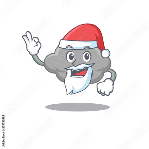 Grey cloud Santa cartoon character with cute ok finger © kongvector