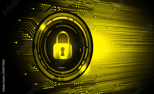 Closed Padlock on digital background, cyber security
