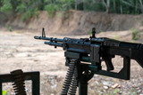 Machine gun automatic weapon for people shooting at Cu Chi tunnels in Ho Chi Minh, Vietnam, closeup