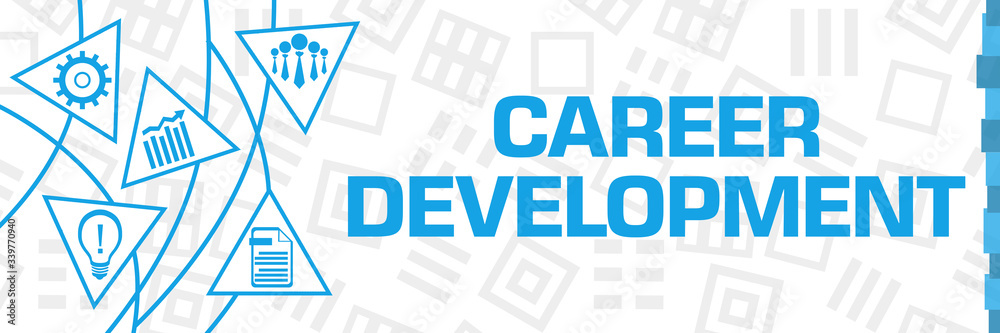 Career Development Business Symbols Blue Curves Triangles Horizontal Career Development Business Symbols Blue Curves Triangles Horizontal