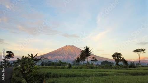 sunrise over the Sumbing mountain in central java
