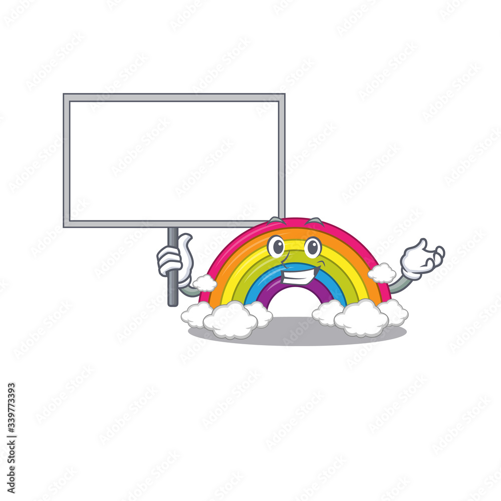An icon of rainbow mascot design style bring a board