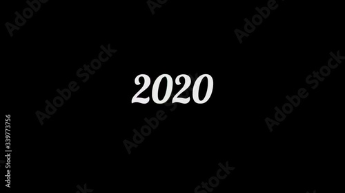 2020 year 4k concept color electric text graphic effect animation over black backgrond for your proyect. photo