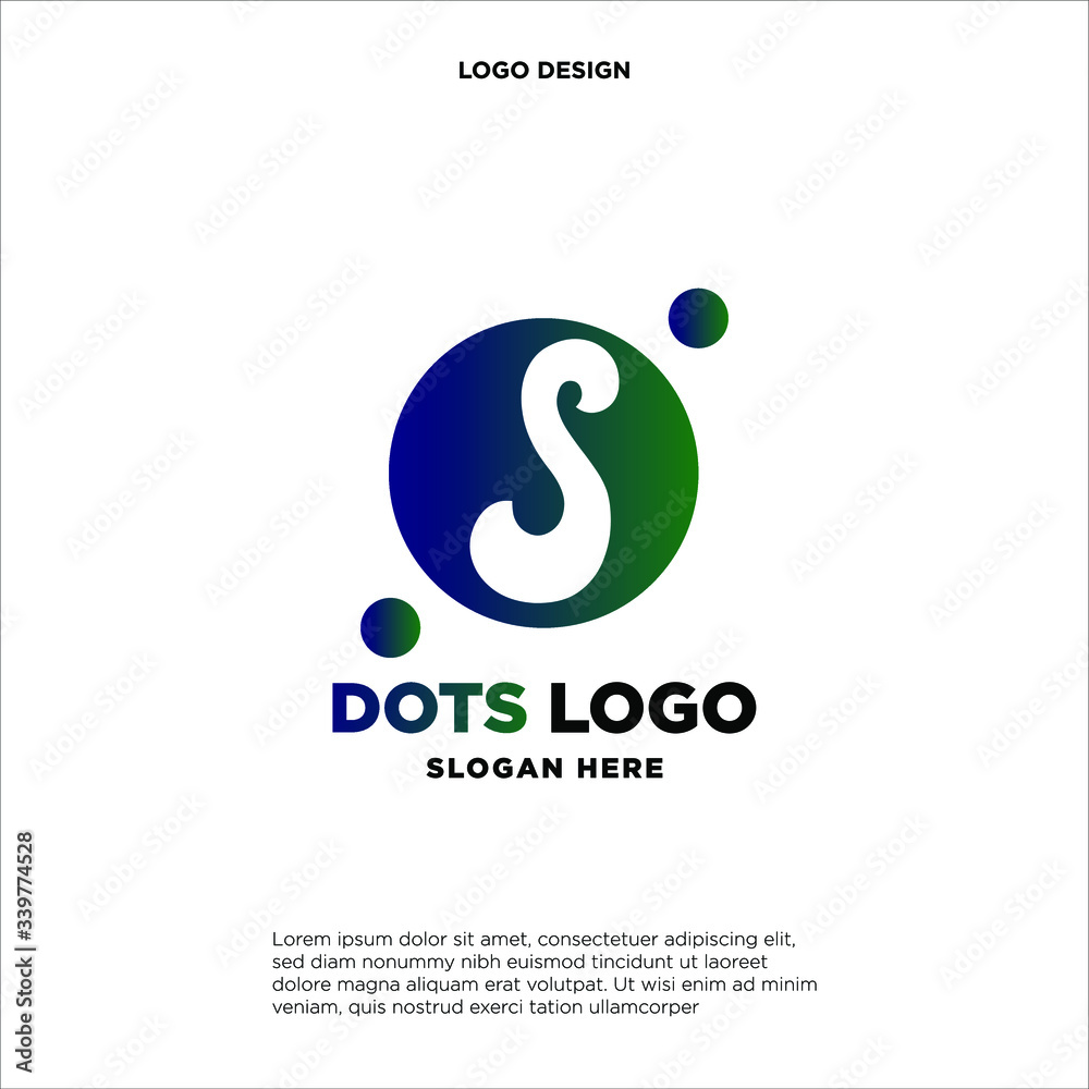 Initial Letter S Logo With Circle and Dot Element. Design Vector Logo Concept