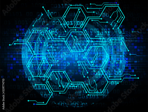 Blue cyber circuit future technology concept background