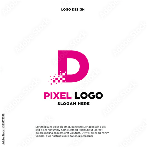 D Letter pixel logo design modern template