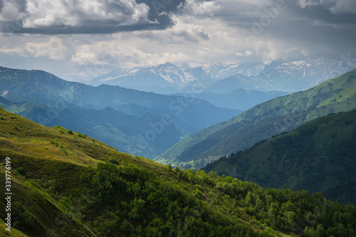 Summer season in Caucasus mountain range at Ushguli village  Svaneti region in Georgia
